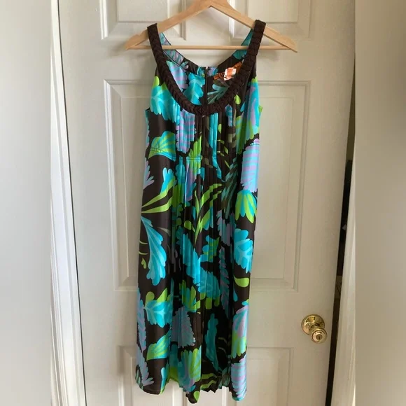 tory burch green silk dress Sunset Tie Slip Dress main image 0